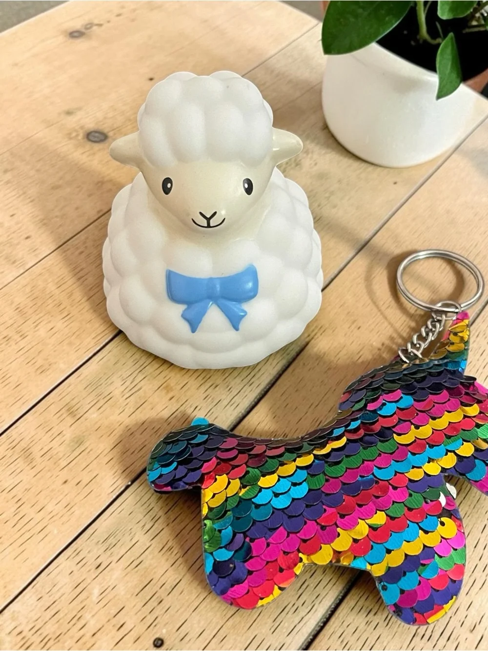 🪷 Colorful Sequin Unicorn Keychain & Sheep Rubber Ducky
